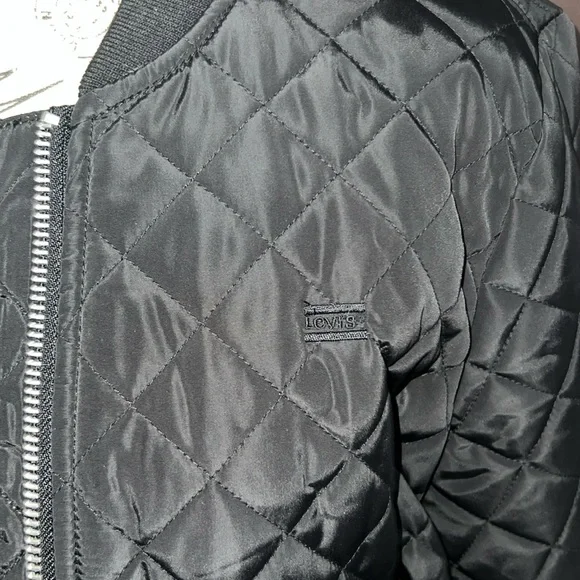 Women's Levi's Diamond Quilted Black Bomber Jacket, Size: X-Large - Picture 12 of 13